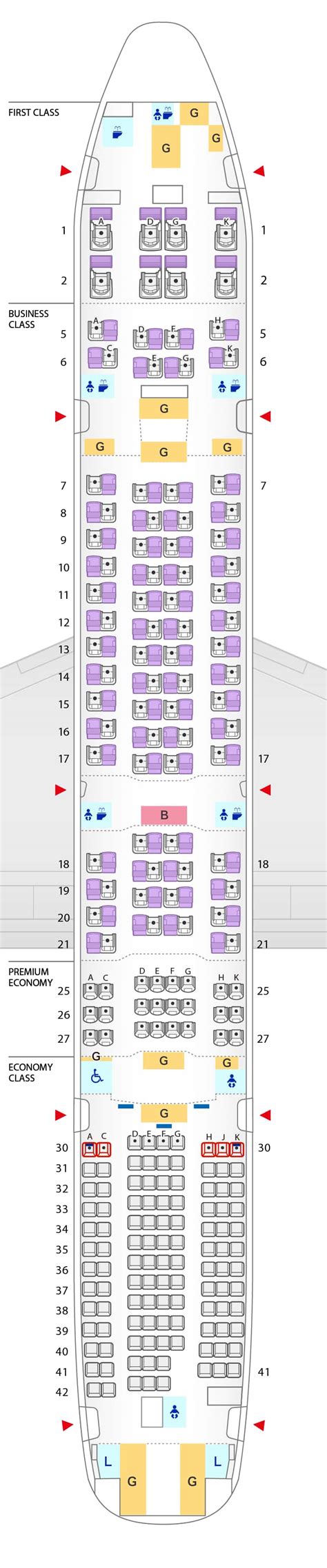 Specifications are listed by cabin and may vary from standard. . Seat map of boeing 777300er